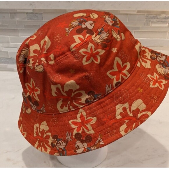 NEW~Disney Parks Mickey Minnie Mouse Retro Tropical Floral Bucket Hat Hawaii - Picture 3 of 7